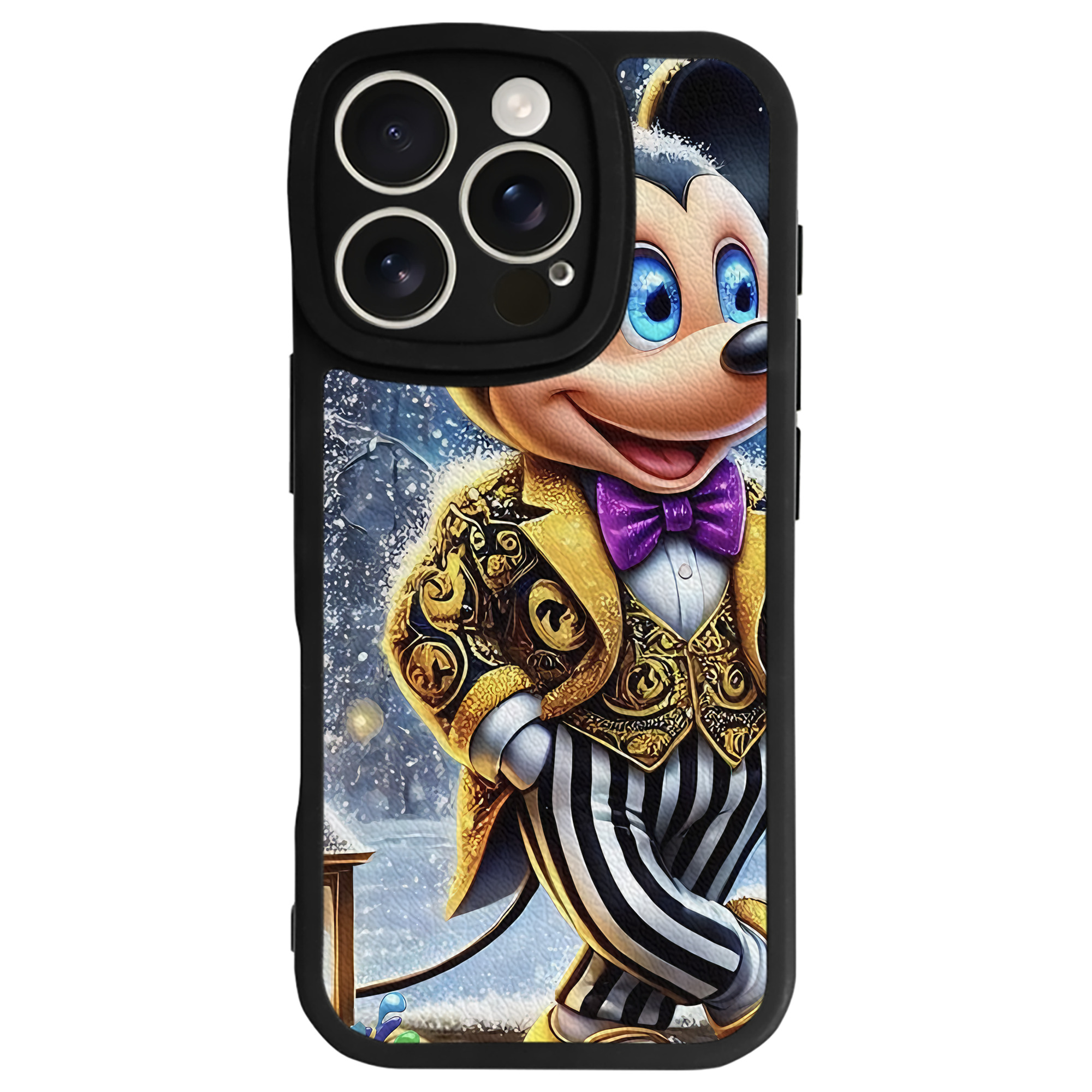 （画像用） ミッキーマウス Mickey Mouse 【iPhone 16シリーズ対応】シリコンスマホケース（レザー調） 材質：シリコン